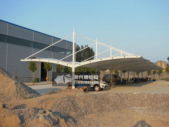 TC011 膜結(jié)構(gòu)停車棚 雙挑斜拉型