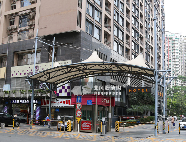 GT013 崗?fù)こ鋈肟谑召M(fèi)膜結(jié)構(gòu)雨棚 南山新年酒店